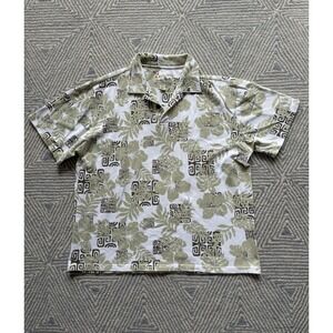 Crazy Shirts Hawaiian Polo - White/Brown/Green‎ - Large
